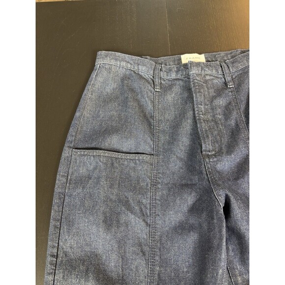 Frame Wide Leg Jeans 31 Dark Denim Wash Pockets High Rise Tall - Picture 9 of 11